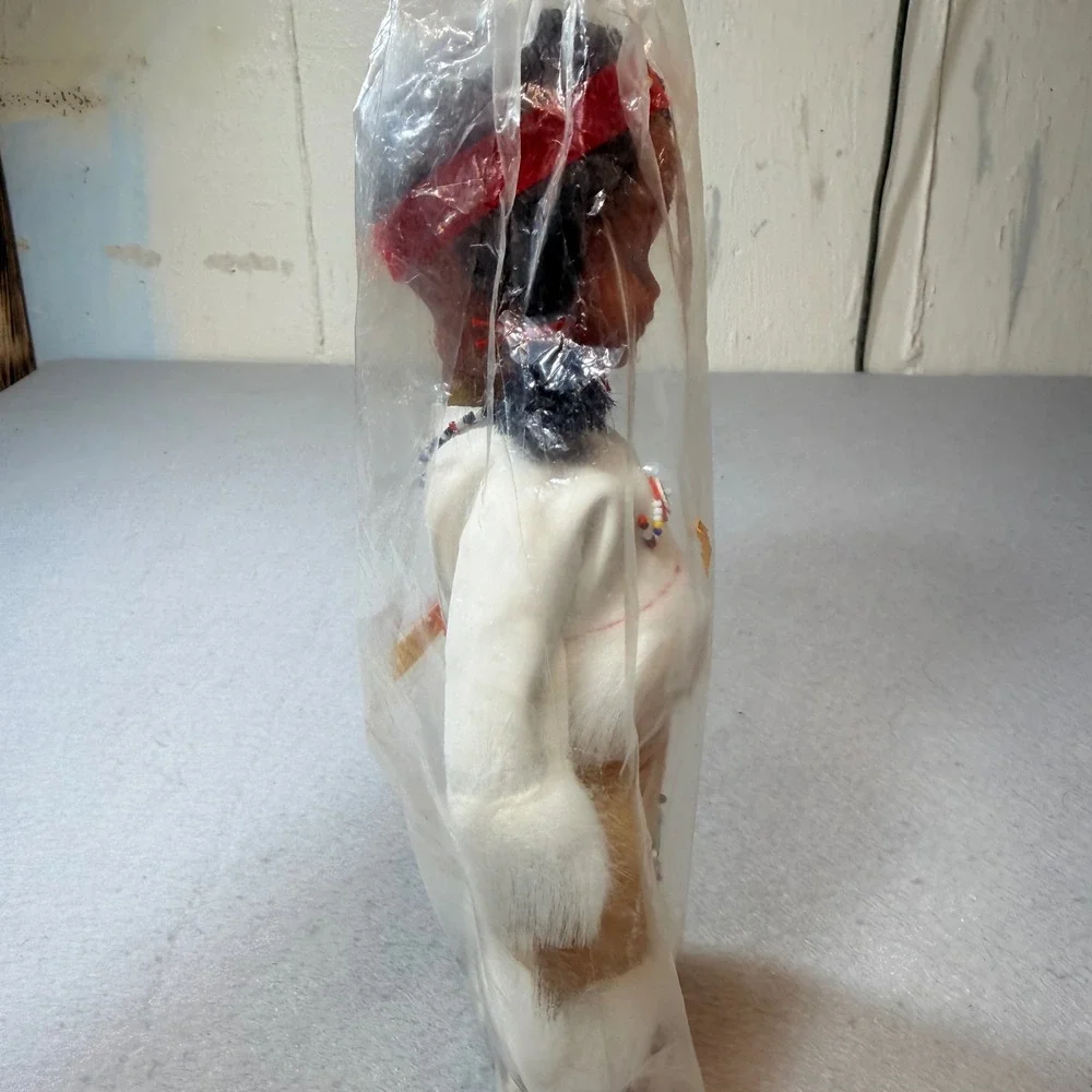 Vintage Native American Style Doll Red Bandana White Fur Trim Outfit Tombstone‎